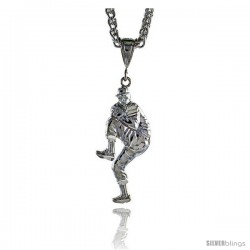 Sterling Silver Baseball Pitcher Pendant, 1 1/2" (38 mm) tall