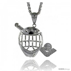 Sterling Silver Hockey Pendant, 1 1/2" (38 mm) tall