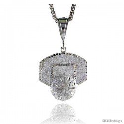 Sterling Silver Basketball Backboard Pendant, 1 1/2" (38 mm) tall