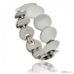 Stainless Steel Oval Egg Shape Link Bracelet, 3/4 in wide, 7 in