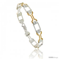 Sterling Silver Cut Out Bar Link Bracelet w/ Gold Finish), 1/4 in. (6 mm) wide -Style Bng6