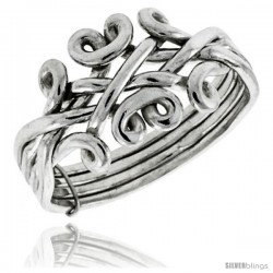 Sterling Silver 4-Piece Celtic Loop Design Puzzle Ring Band, 1/2 in. (12.5 mm) wide