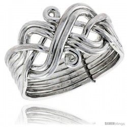 Sterling Silver 6-Piece Celtic Loop Design Puzzle Ring Band, 1/2 in. (13 mm) wide