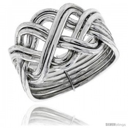 Sterling Silver 8-Piece Braided Celtic Loop Design Puzzle Ring Band, 5/8 in. (16 mm) wide