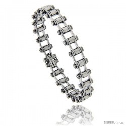 Stainless Steel Bicycle Chain Bracelet, 3/8 in wide, 7.25 in