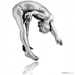 Sterling Silver Acrobatic Diver Brooch Pin, 1 1/4" (32 mm) tall