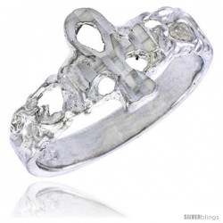 Sterling Silver Ankh Cross Baby Ring / Kid's Ring / Toe Ring (Available in Size 1 to 5)