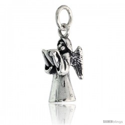 Sterling Silver Guardian Angel Pendant, 11/16" (17 mm) tall