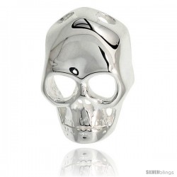 Sterling Silver Hollow Skull Pendant 13/16 in. (21 mm) tall