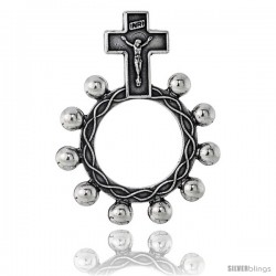 Sterling Silver Single Decade / One Mystery Ring Rosary, 1 11/16" (42 mm) tall