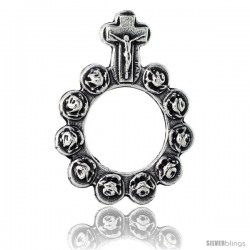 Sterling Silver Single Decade / One Mystery Ring Rosary, 1 7/16" (37 mm) tall