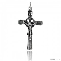Sterling Silver Crucified Jesus Celtic Cross Pendant, 1 9/16" (40 mm) tall
