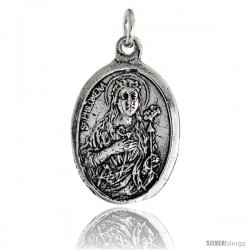 Sterling Silver St. Philomena The Virgin Martyr Oval-shaped Medal Pendant, 7/8" (23 mm) tall