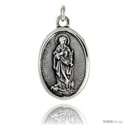 Sterling Silver St. Matthew Medal Pendant 15/16" X 5/8" (24 mm X 16 mm).