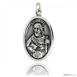 Sterling Silver St. Paul Pendant Medal Pendant 15/16" X 5/8" (24 mm X 16 mm).