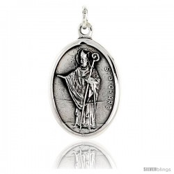 Sterling Silver St. Richard Medal Pendant 15/16" X 5/8" (24 mm X 16 mm).