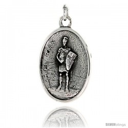 Sterling Silver St. El Rian Medal Pendant 15/16" X 5/8" (24 mm X 16 mm).