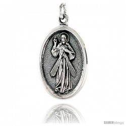 Sterling Silver Resurrection of Jesus Medal Pendant 15/16" X 5/8" (24 mm X 16 mm).