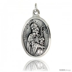 Sterling Silver St. Patrick Medal Pendant 15/16" X 5/8" (24 mm X 16 mm).