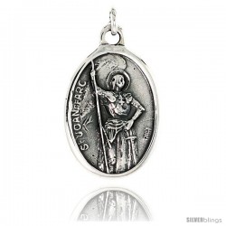 Sterling Silver St. Joan of Arc Medal Pendant 15/16" X 5/8" (24 mm X 16 mm).