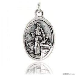 Sterling Silver St. Luke Medal Pendant 15/16" X 5/8" (24 mm X 16 mm).