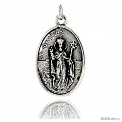 Sterling Silver St. Ignatius Medal Pendant 15/16" X 5/8" (24 mm X 16 mm).