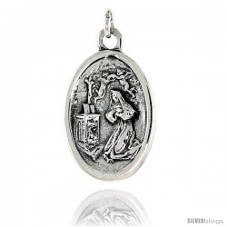 Sterling Silver Mary Magdalene Medal Pendant 15/16" X 5/8" (24 mm X 16 mm).