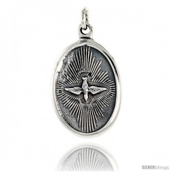 Sterling Silver Holy Spirit Medal Pendant 15/16" X 5/8" (24 mm X 16 mm).