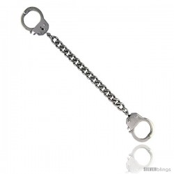 Stainless Steel Curb Cuban Link Handcuffs Bracelet, 3/8 in wide, 7.25 in