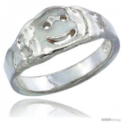 Sterling Silver Smiley Face Baby Ring / Kid's Ring / Toe Ring (Available in Size 1 to 5)