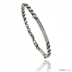 Stainless Steel Cable Chain Link ID Bar Bracelet, 3/16 in wide, 8.5 in long