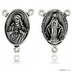 Sterling Silver Rosary Center 15/16" X 5/8"
