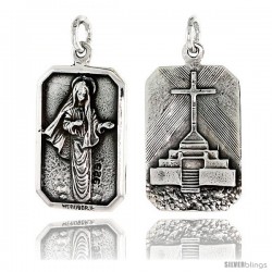 Sterling Silver St. Mary Medal Pendant 3/4" X 1/2" (19 mm X 13 mm)