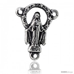 Sterling Silver Immaculate Heart of Mary Rosary Center, 3/4" (19 mm) tall