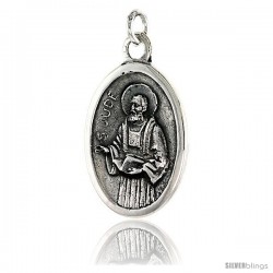 Sterling Silver St. Jude Medal 15/16" X 5/8" (24 mm X 16 mm). -Style Prp8