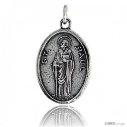 Sterling Silver St. Paul The Apostle Oval-shaped Medal Pendant, 7/8" (23 mm) tall