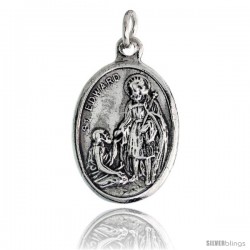 Sterling Silver St. Edward The Confessor Oval-shaped Medal Pendant, 7/8" (23 mm) tall