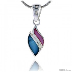 Sterling Silver Pink & Blue Mother of Pearl Inlay Pendant, 9/16" (14 mm) tall