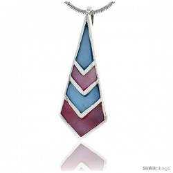 Sterling Silver Pink & Blue Mother of Pearl Inlay Pendant, 1 5/16" (33 mm) tall