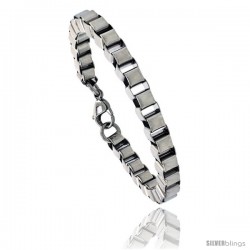 Stainless Steel Box Chain Link Bracelet, 1/4 in wide, 7 in