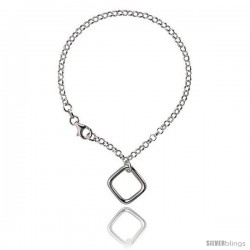 Sterling Silver Square Bracelet, 7 1/4 in long