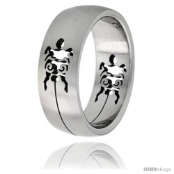 Surgical Steel Turtle Ring 8mm Domed Wedding Band Cut-out Design