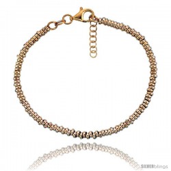 Sterling Silver Doughnut Hole 7 in. Bead Bracelet w/ 1/2 in. Extension in Rose Gold Finish, 1/8 in. (3 mm) wide