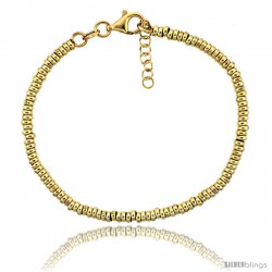 Sterling Silver Doughnut Hole 7 in. Bead Bracelet w/ 1/2 in. Extension in Yellow Gold Finish, 1/8 in. (3 mm) wide