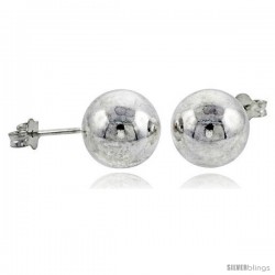 Sterling Silver 10 mm Ball Stud Earrings Large (3/8 in).