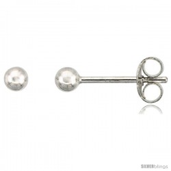Sterling Silver 3 mm Ball Stud Earrings Small (1/8 in)
