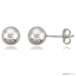 Sterling Silver 7 mm Ball Stud Earrings large (9/32 in)