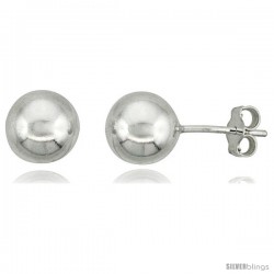 Sterling Silver 8 mm Ball Stud Earrings Large (5/16 in).