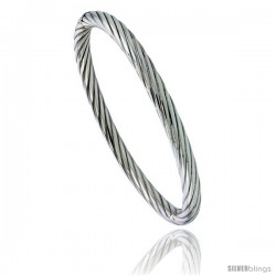 Sterling Silver Bangle Bracelet Twisted Tube High Polished 1/4 in wide