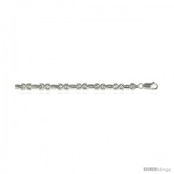 Sterling Silver XOXO Hugs & Kisses Bracelet), 1/4 in. (6 mm) wide